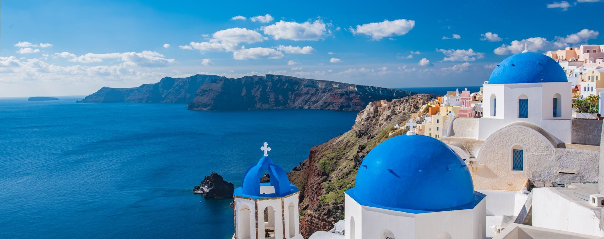 Dômes bleus et caldeira d'Oia - Santorin - Cyclades, Grèce