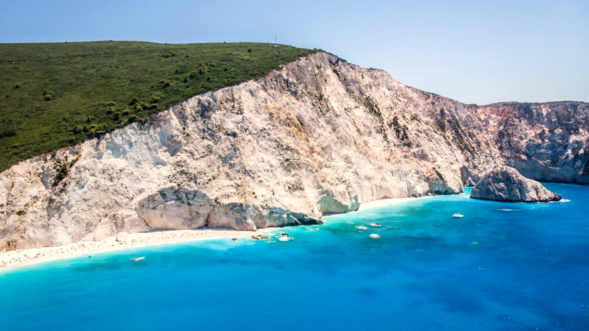 Plage de Porto Katsiki, falaise blanche et mer turquoise - Leucade, Grèce