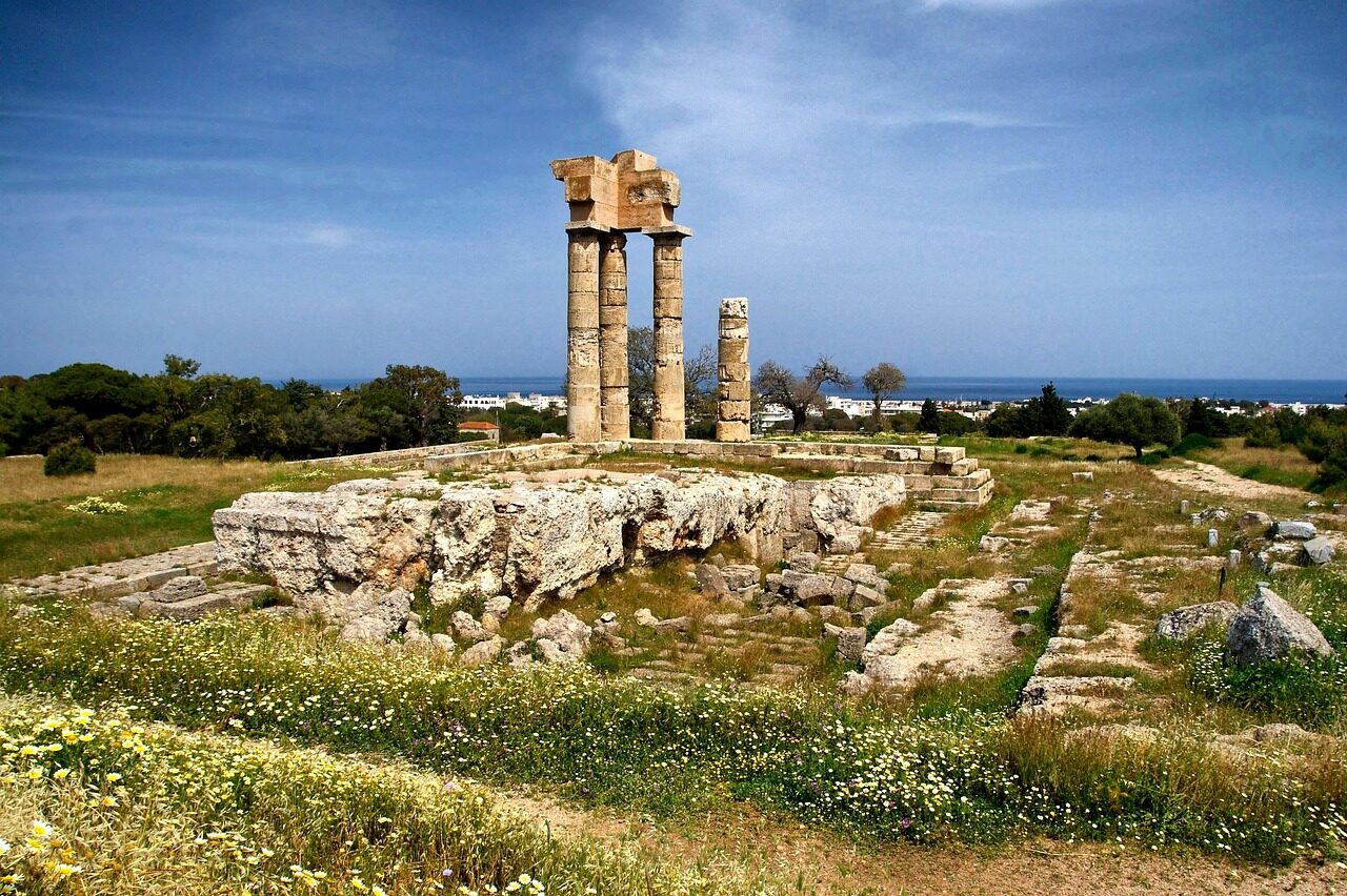 Fleurs de printemps près du temple d'Apollon - Rhodes, Dodécanèse - Grèce