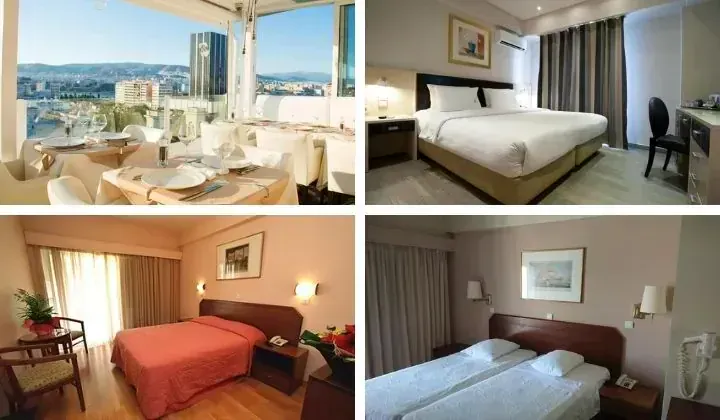 Chambres d'hotel urbain avec vue sur le port du Piree - Athenes Grece