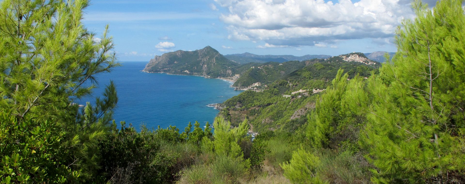 The west coast of Corfu with Mount Agios Georgios in the background