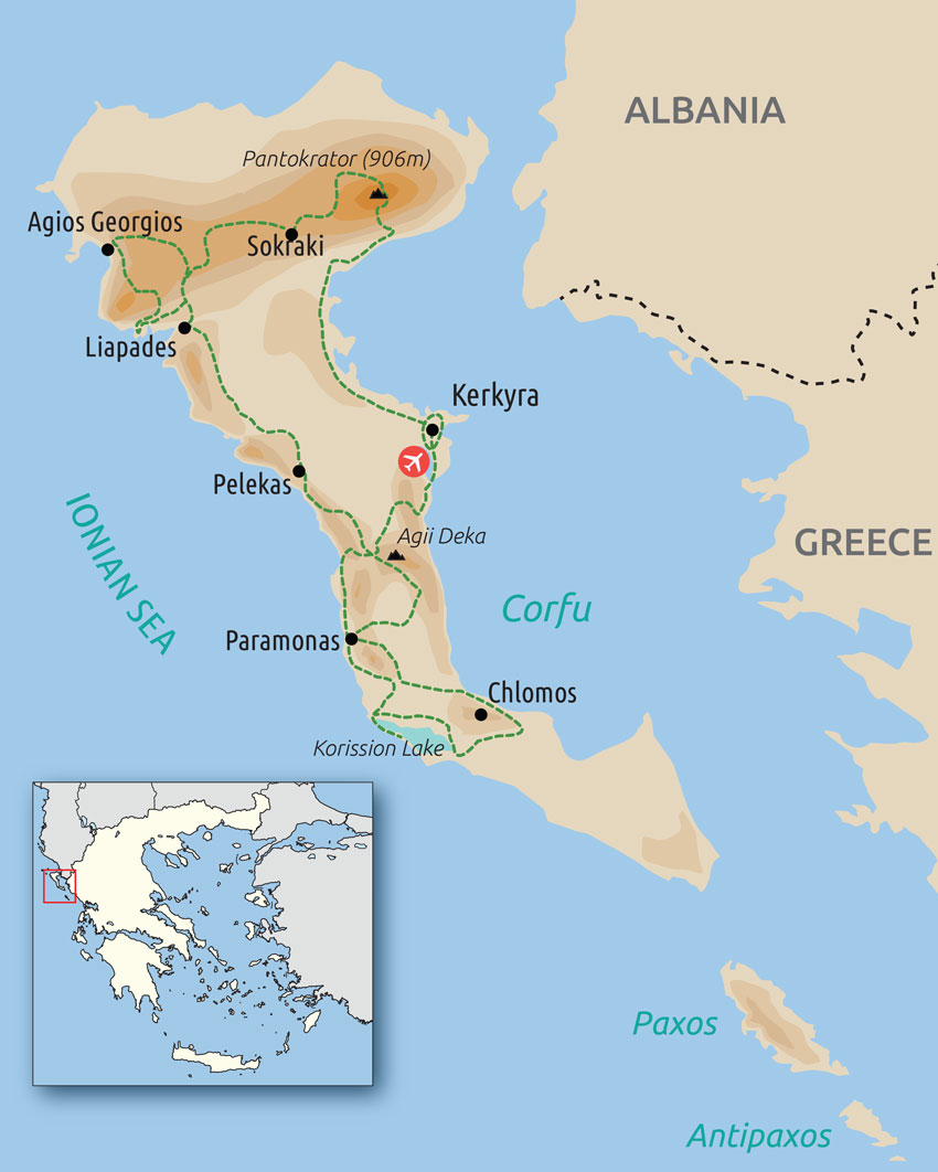 Map Corfu by bike 