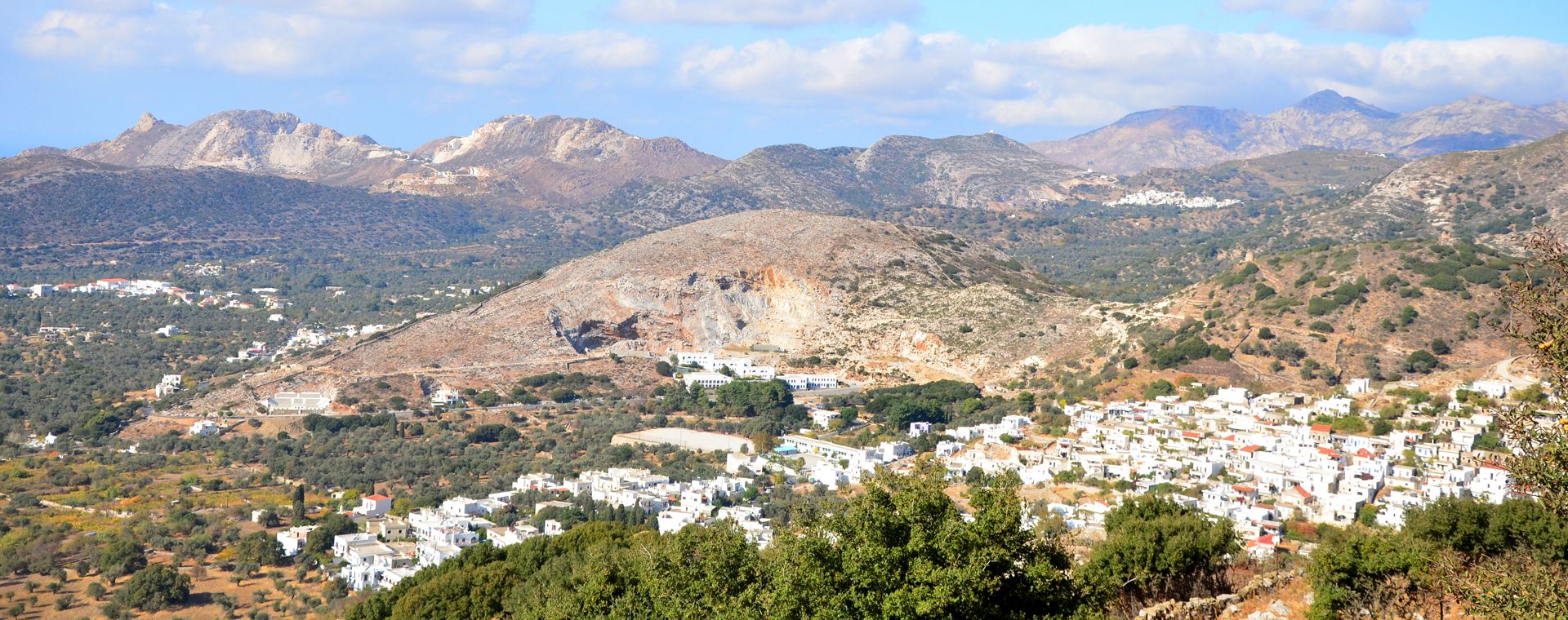 Panorama of the village of Filoti in Naxos