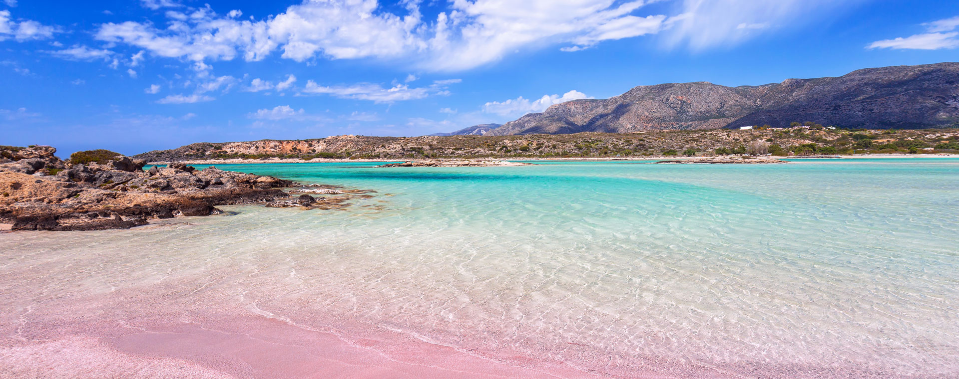 Pink sand beach of Elafonisi in Crete