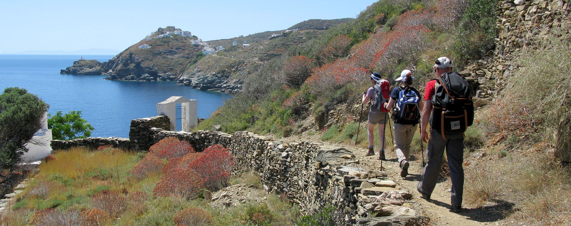 Randonnée en direction de Kastro sur l'île de Sifnos dans les Cyclades