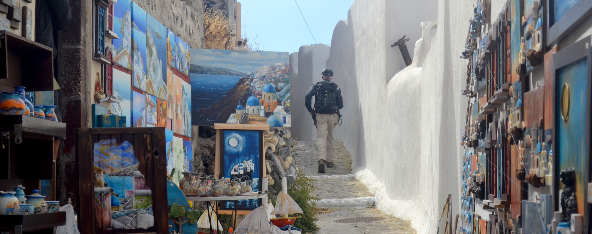 Hike through the alleys of Santorini