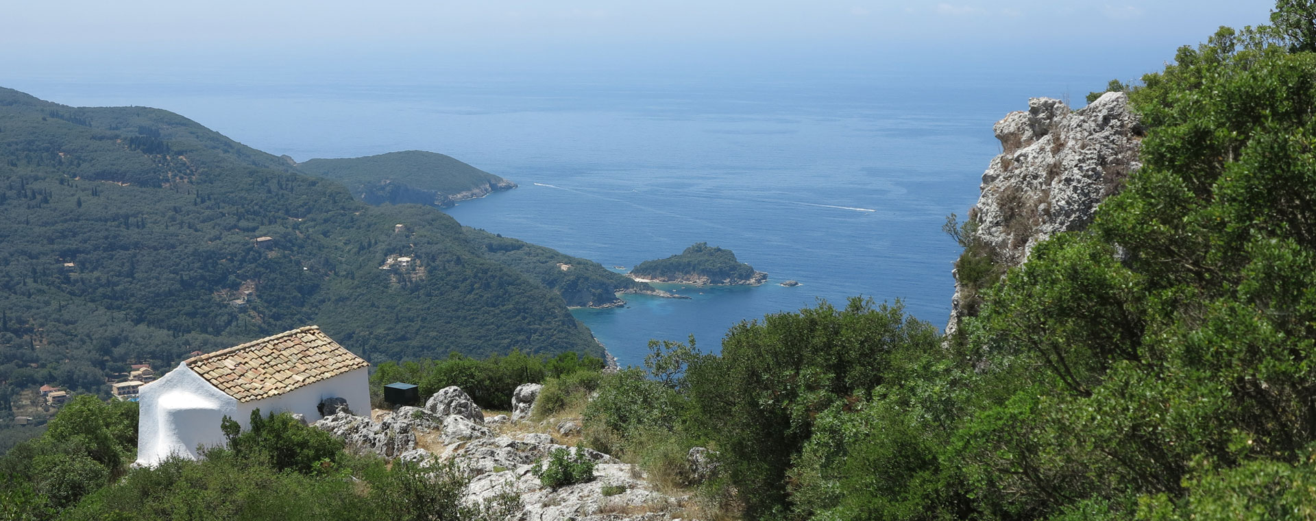 Saint Symeon Chapelle, overlooking Liapades bay 